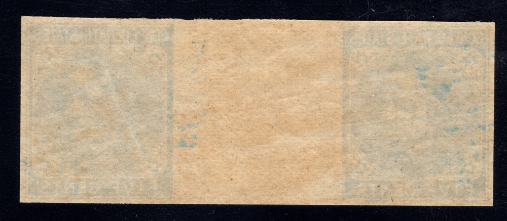 MOMEN: US STAMPS CSA #7 IMPERF GUTTER PAIR MINT OG NH LOT #91472*