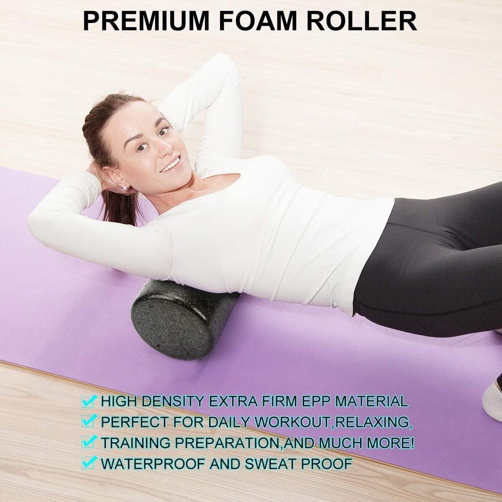 Comprehensive Foam Massage Therapy Kit: 12-Inch Roller, Fasciitis Ball & Strap