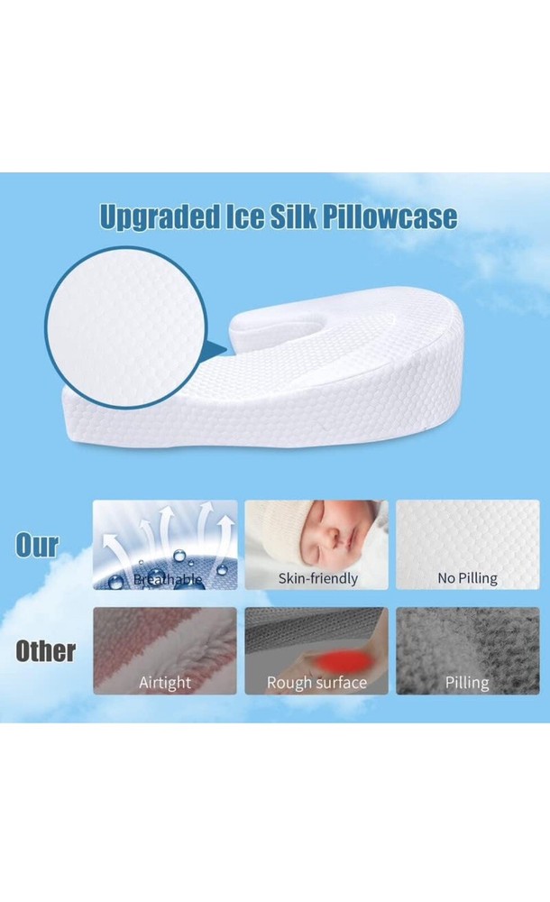 SAHEYER Pillow for Side Sleeper, Odorless J-Shaped Side Sleeper Pillow for Ad...