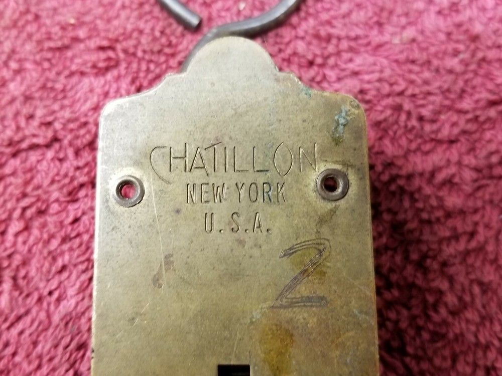 Antique ~ Chatillon ~ Brass Hanging Scale ~ 250 Grams ~ 8 Ounce