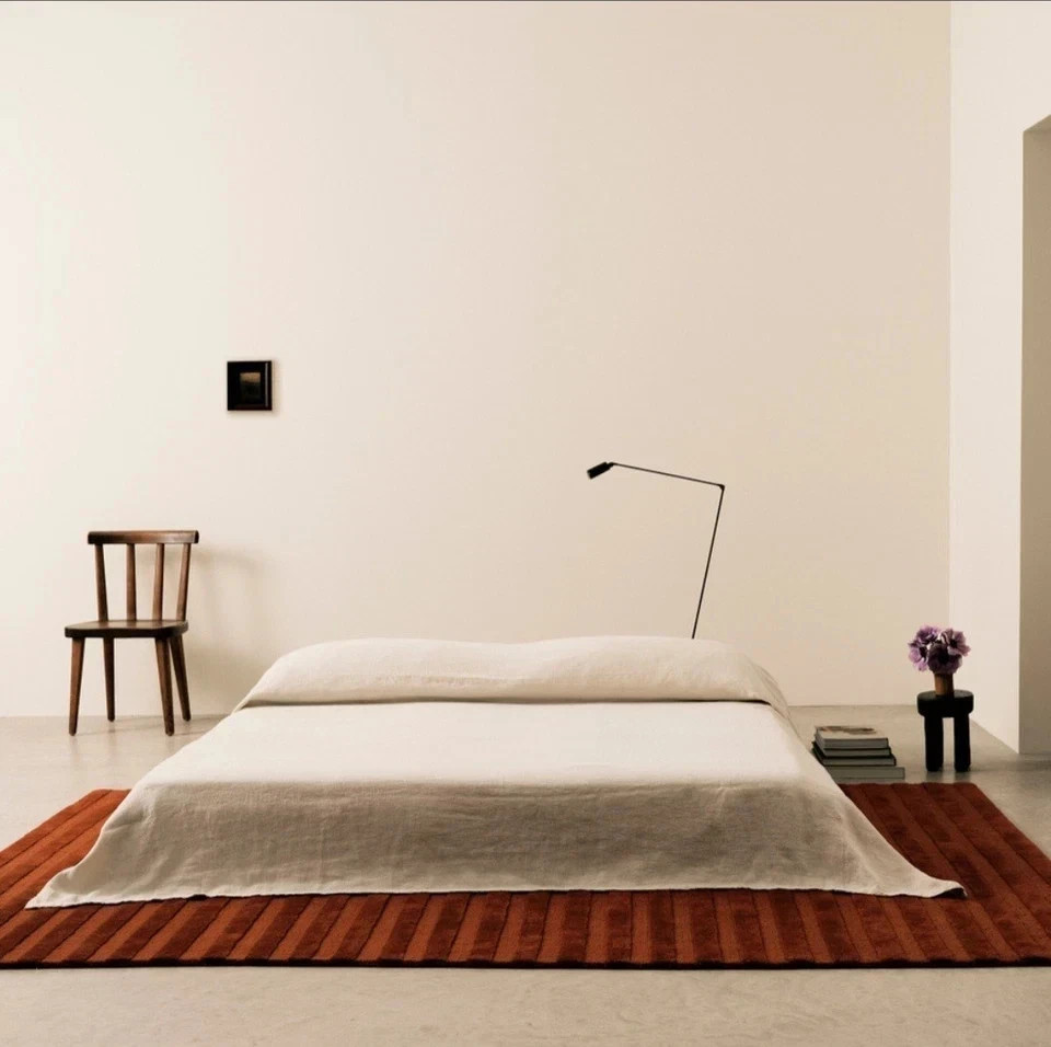 Hand Tufted Wool Area Rug 8x10 9x12 ft - Nordic Knots Striped Burgundy Area Rug