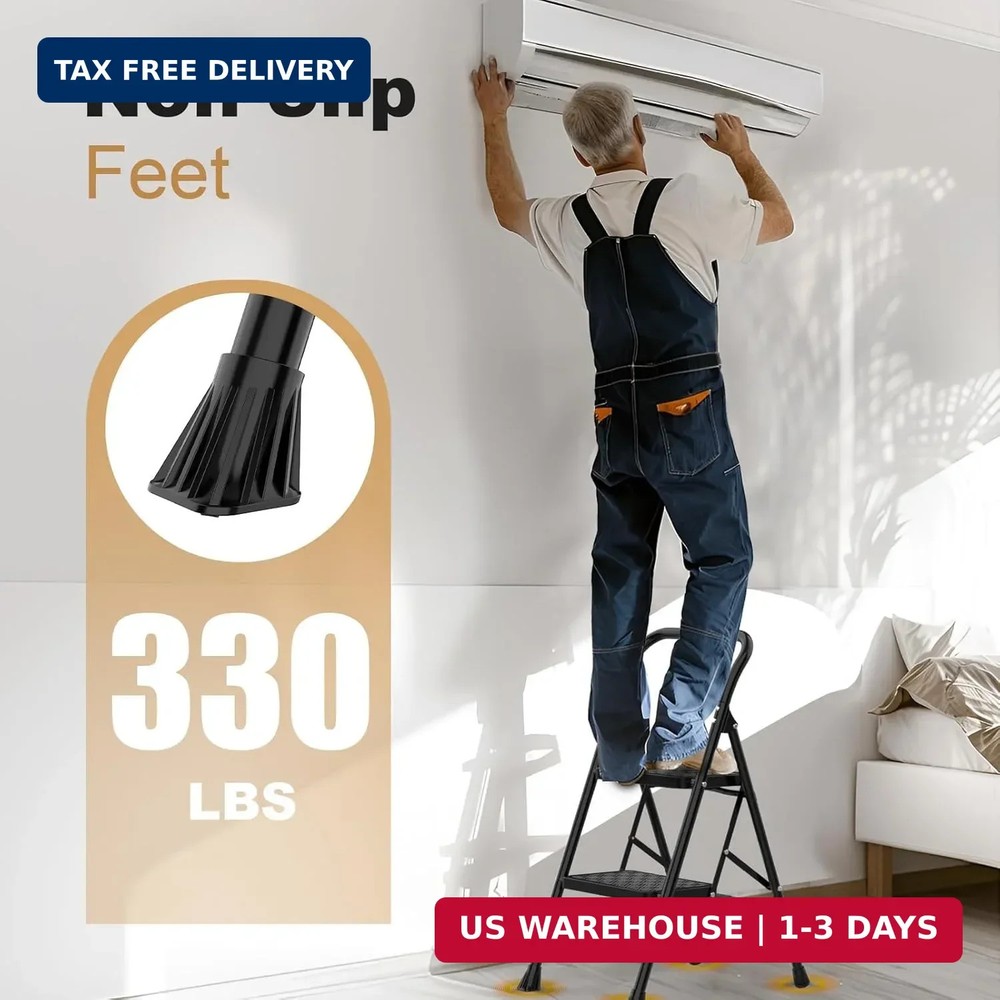 HBTower 2 Step Ladder, Step Stool for Adults,2 Step Ladder Folding Step Stool wi