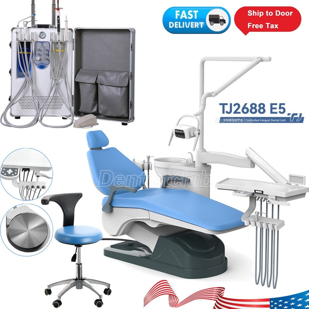 Dental Unit Chair Computer Control+Stool /Portable Suction Unit +Air Compressor