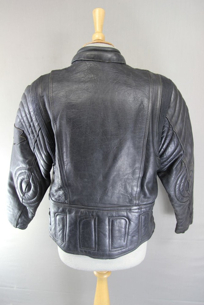 AKITO MERCURY PLUS CLASSIC BLACK LEATHER BIKER JACKET WITH BACK PROTECTOR 36-38"