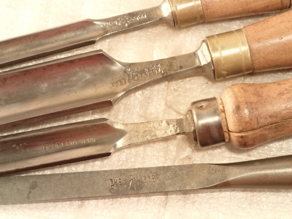 Antique Assembled Lot of 7 Chisels & Gouges, BUCK BROS , WITHERBY, SWAN, BUTCHER