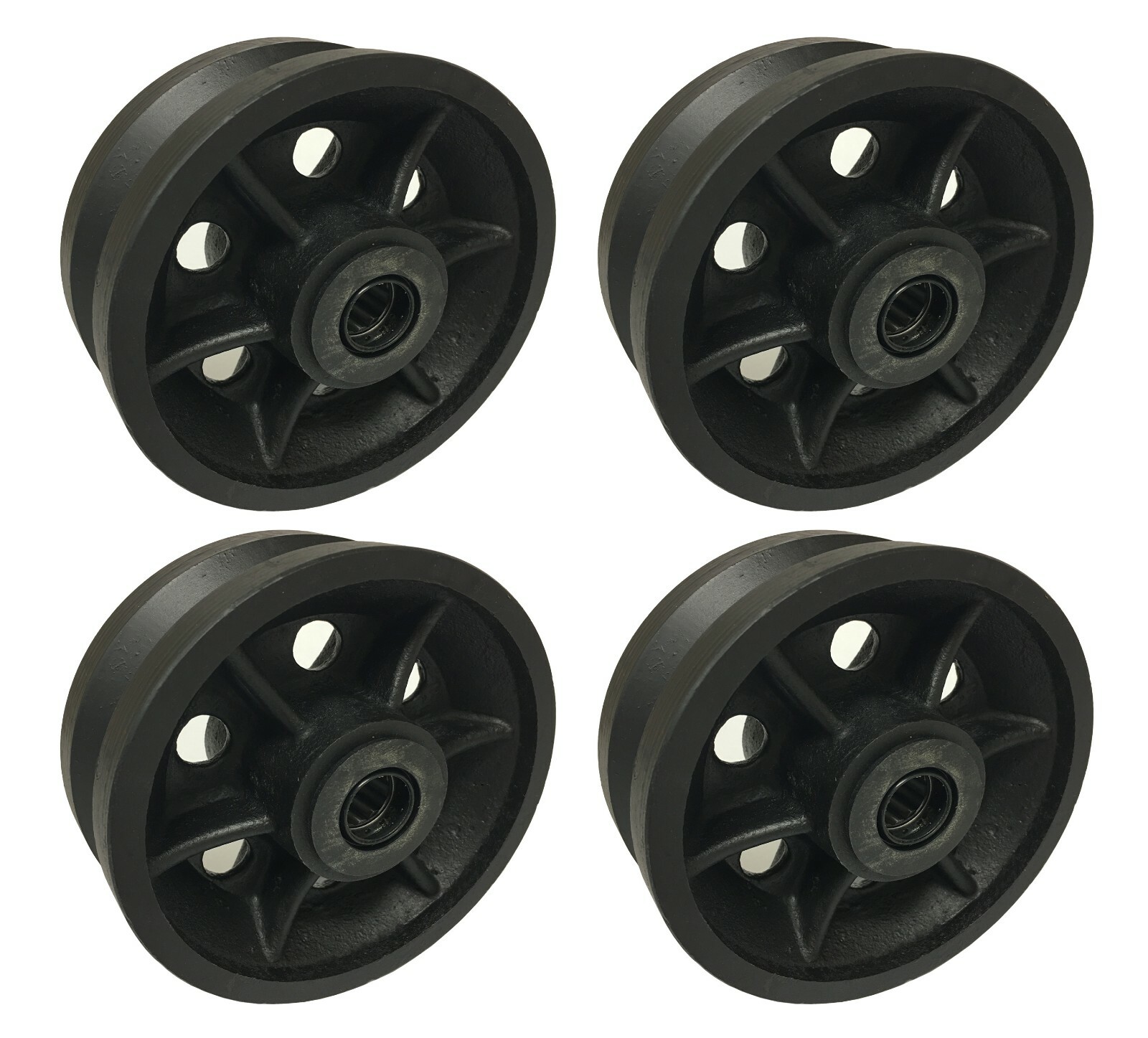 4 Heavy Duty Caster Wheels Set 4" 5" 6" 8" V-Groove Wheel Set With Bearing&Kit
