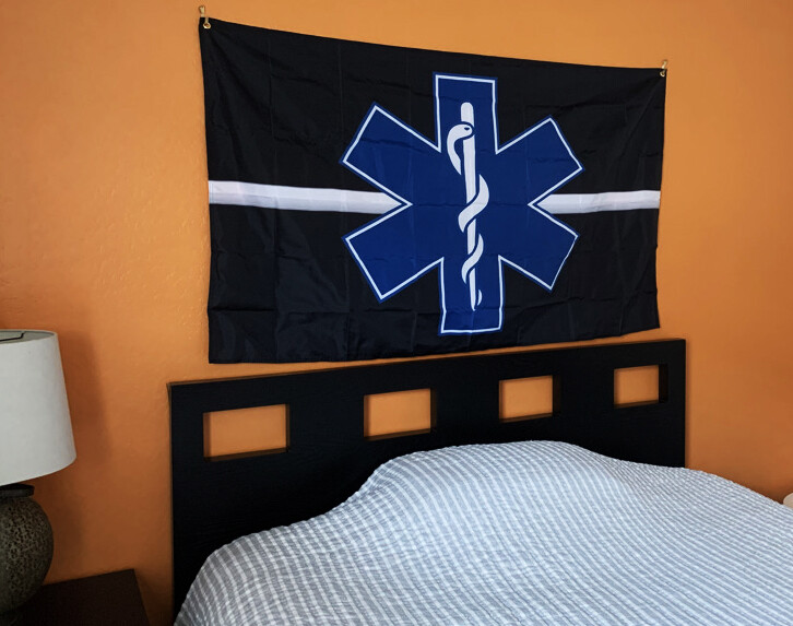 EMT 3 x 5 Thin White Line Black Flag