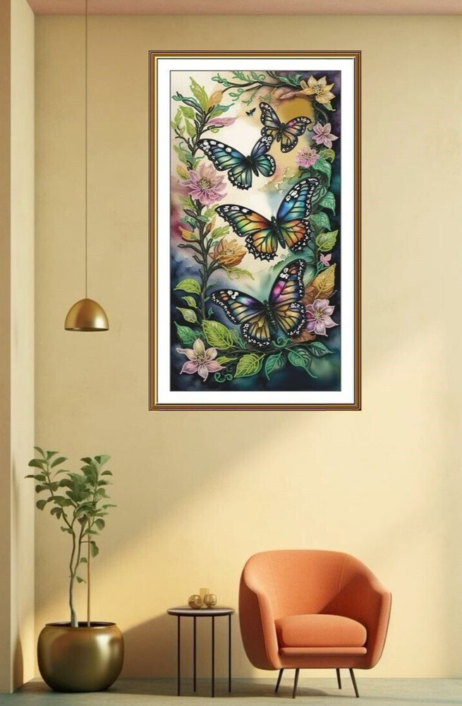 Bead embroidery kit Needlework DIY Beadwork Magic butterflies Beading stitching