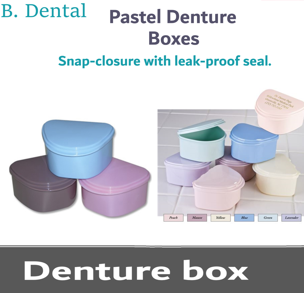 Dental Denture Box Pastel ™ DENTURE BOX Denture Retainer Case- 3' Deep, 12/Bx