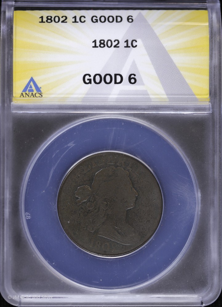 1802 1C Draped Bust Large Cent ANACS Good 6 | G