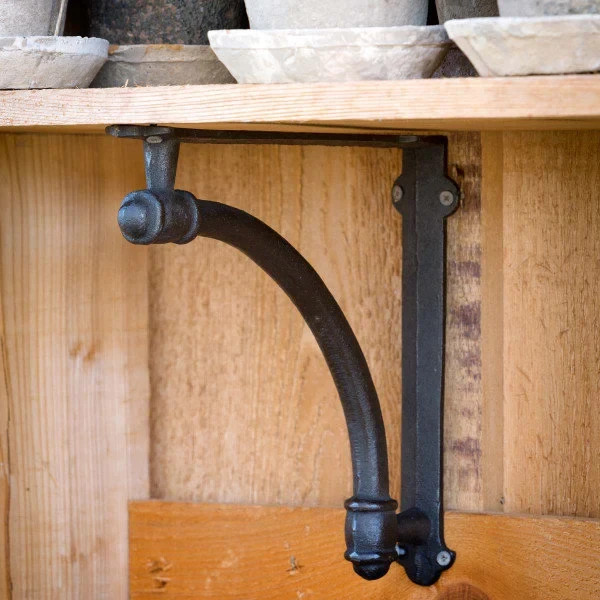 Arched Iron Shelf Bracket Black Set 2