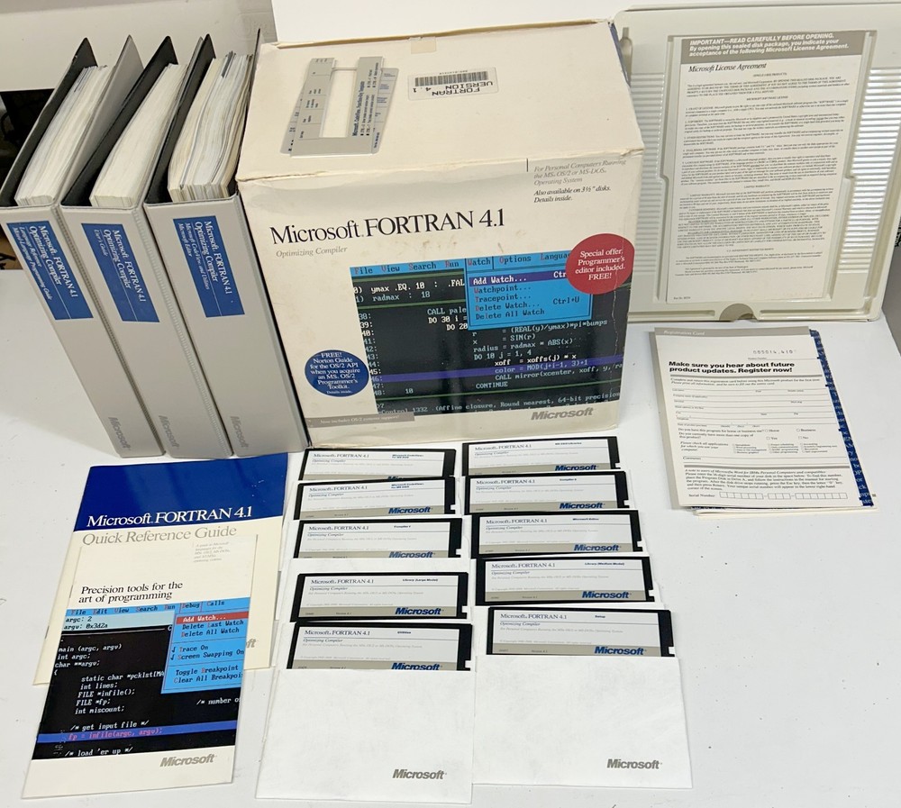 Microsoft Fortran Compiler Vrs 4.1 Includes Software Original Box