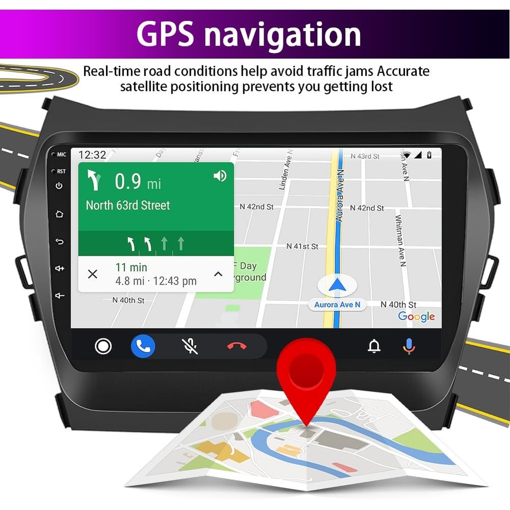 Android 13 Double Din Car Stereo 9 Touch Screen Wireless Carplay Android Auto