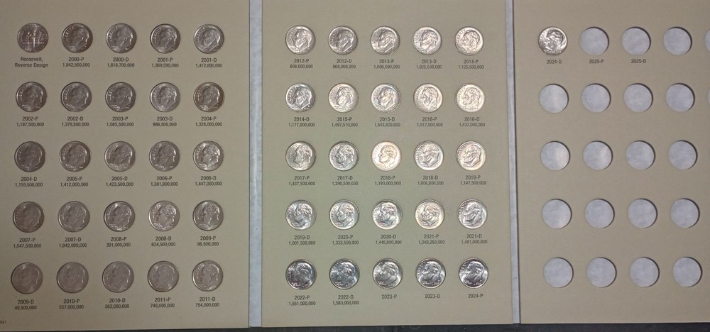 2000-2024 P&D ROOSEVELT DIMES COMPLETE 40% UNC New H.E. Harris Folder!