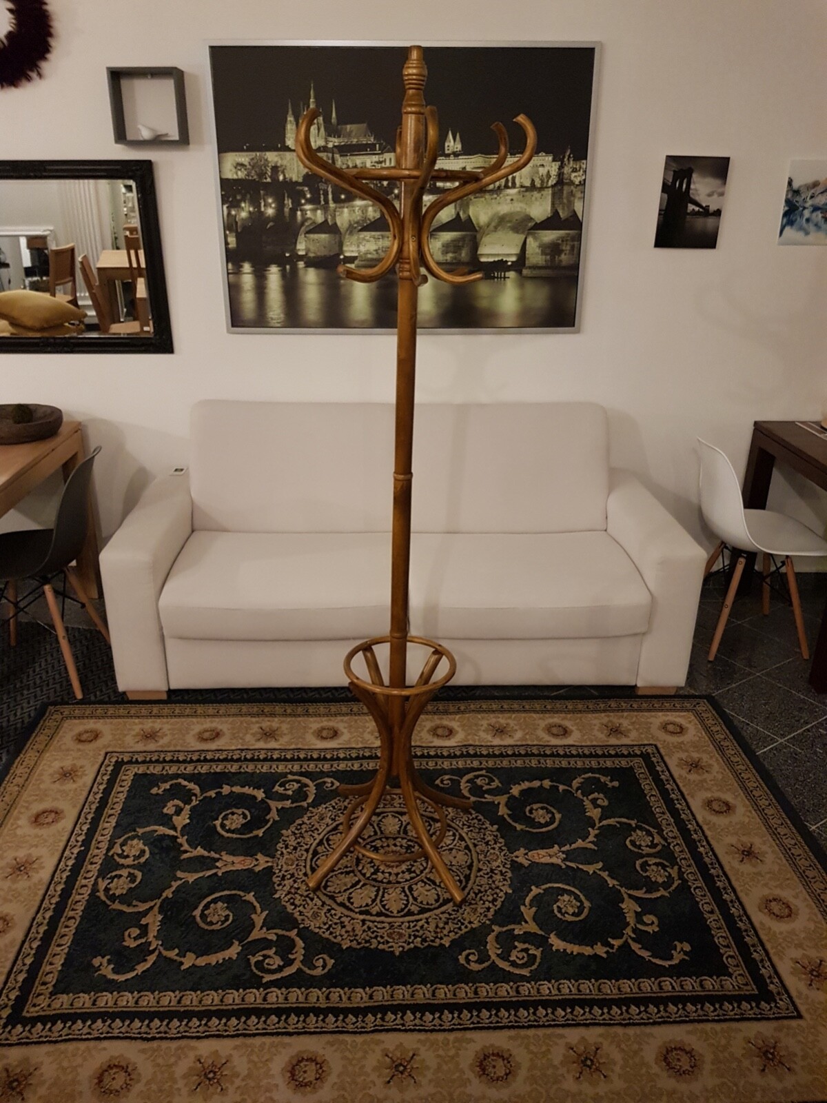 New hat and coat wood hanger rack stand antique style suspender peg