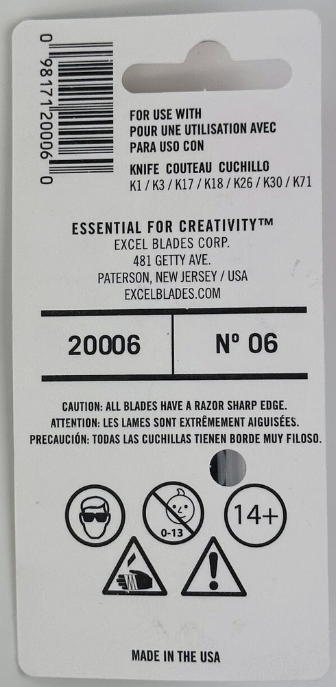 #06 Stencil Blade (5) Excel 20006 Replacement Blades NEW