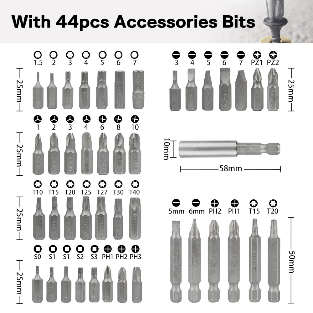 NEW Electric Screwdriver 4V Mini Compact Battery USB Charger Bits Lightweight US