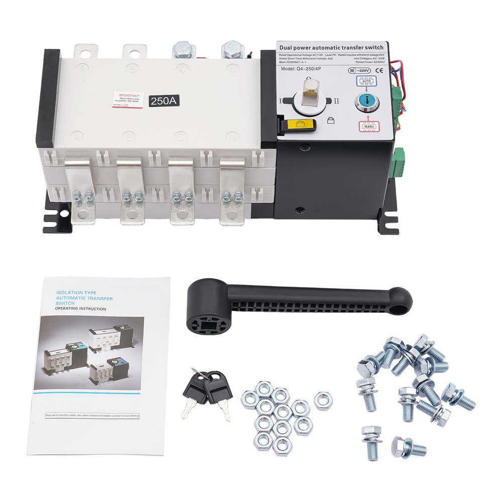 Dual Power Automatic Transfer Switch 3 Phase Circuit Breaker Changeover 4P 250A