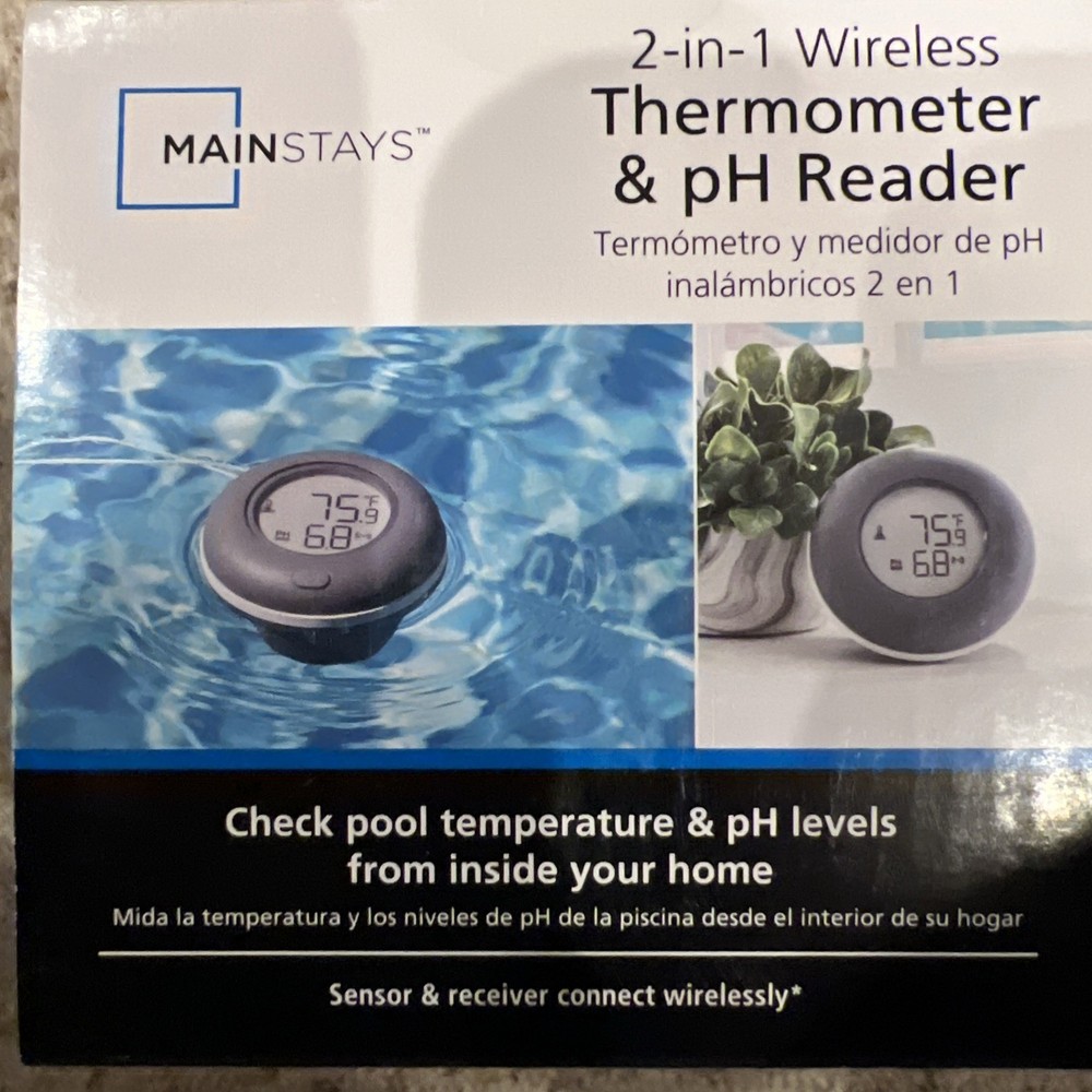 Mainstays 2-in-1 Wireless Pool Thermometer & pH Reader Indoor Display 160ft