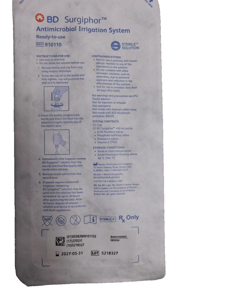Wound Cleaner Antimicrobial Irrigation System Solution 450ml-05/31/2027