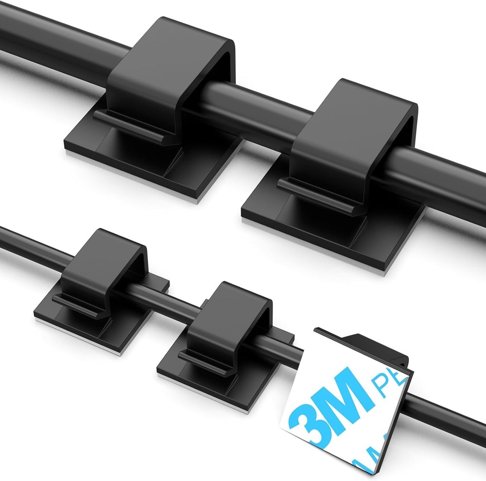 100 PCS Adhesive Cable Clips Black (Small & Large), Small&Large,