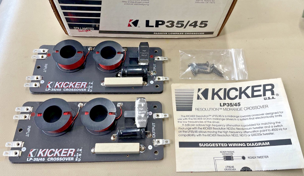 Old School Kicker LP35/45 Midrange Passive Lowpass Crossover, Pair, NOS #330