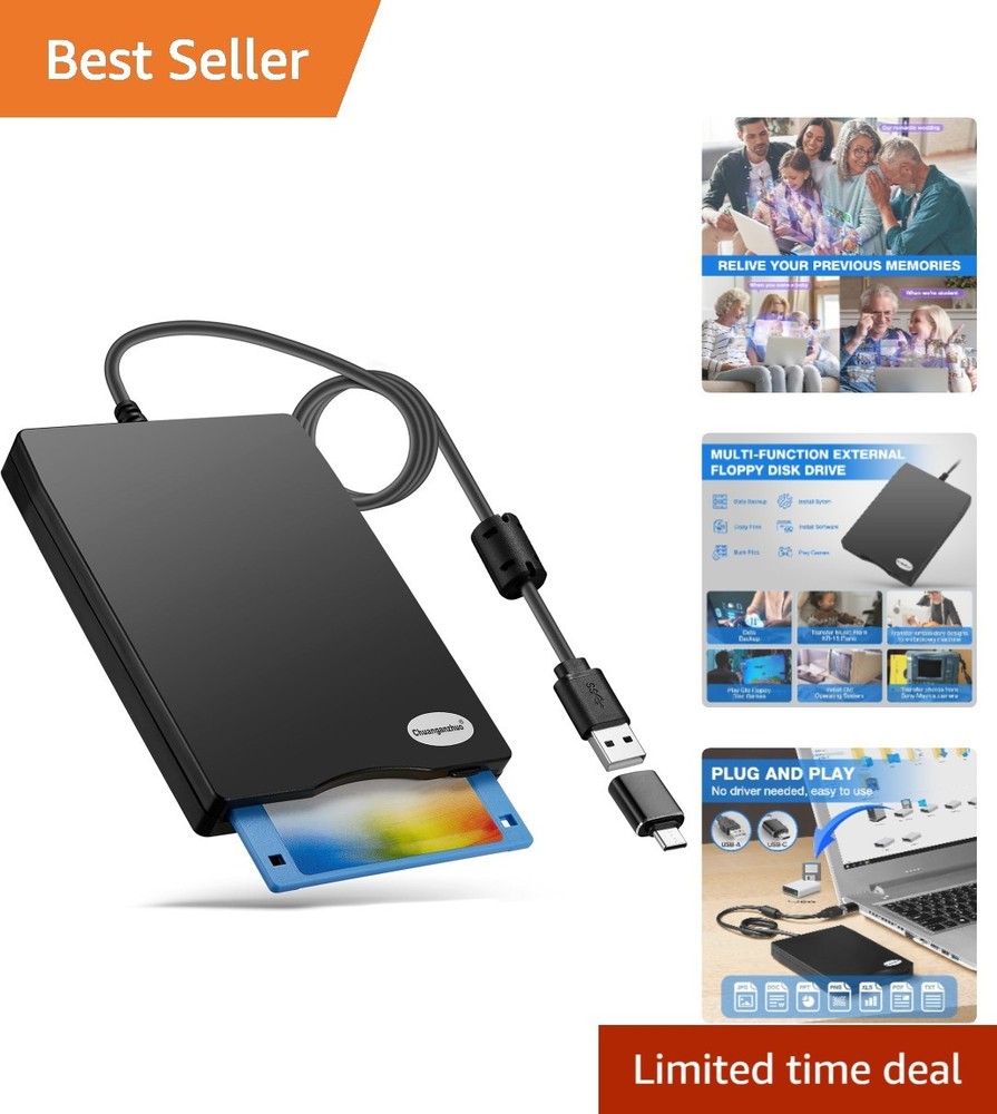 Portable 1.44MB USB Floppy Disk Drive - Compatible with Windows Systems