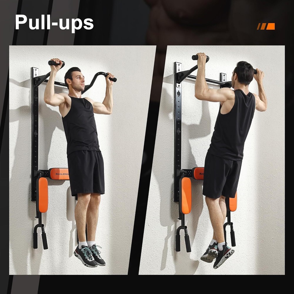 Vimexciter Wall Mounted Foldable Dip Station Pull Up Bar for Home Gym