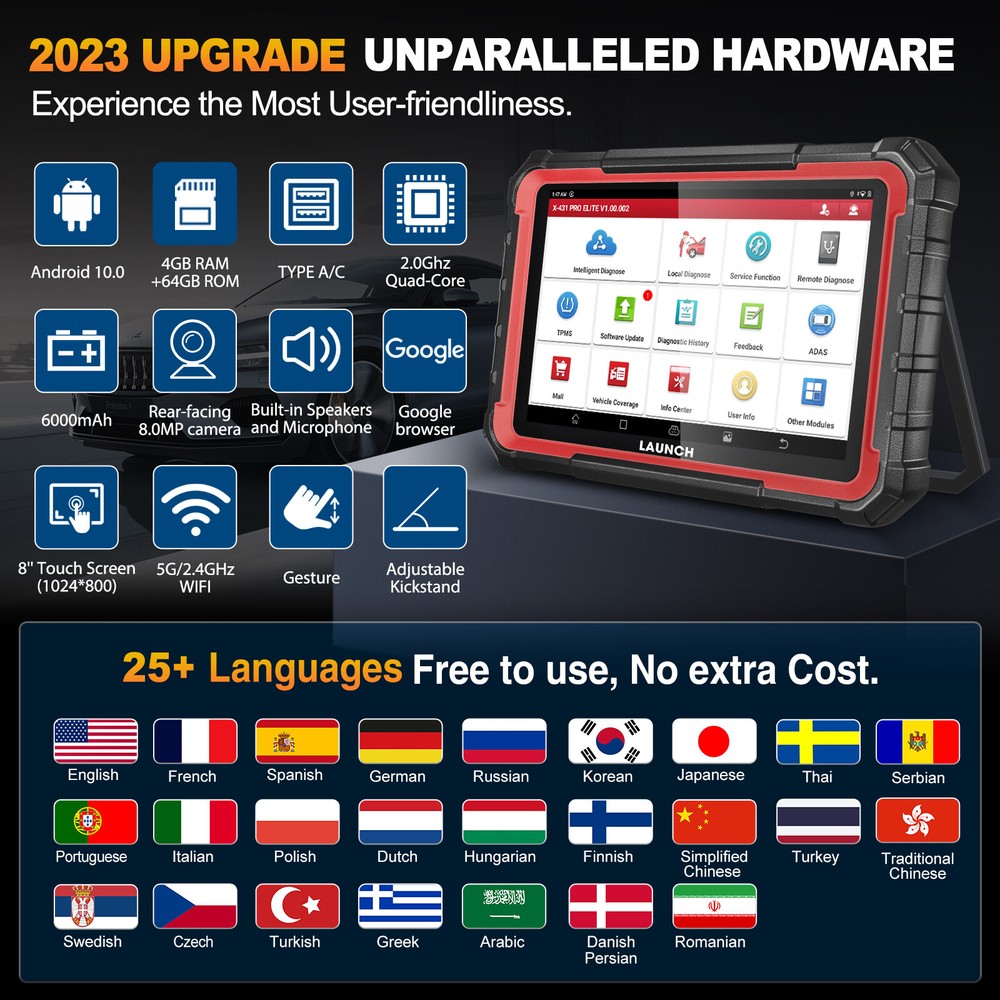 2025 LAUNCH X431 Pro Elite V+ PRO5 Bidirectional Car Diagnostic Scanner Coding