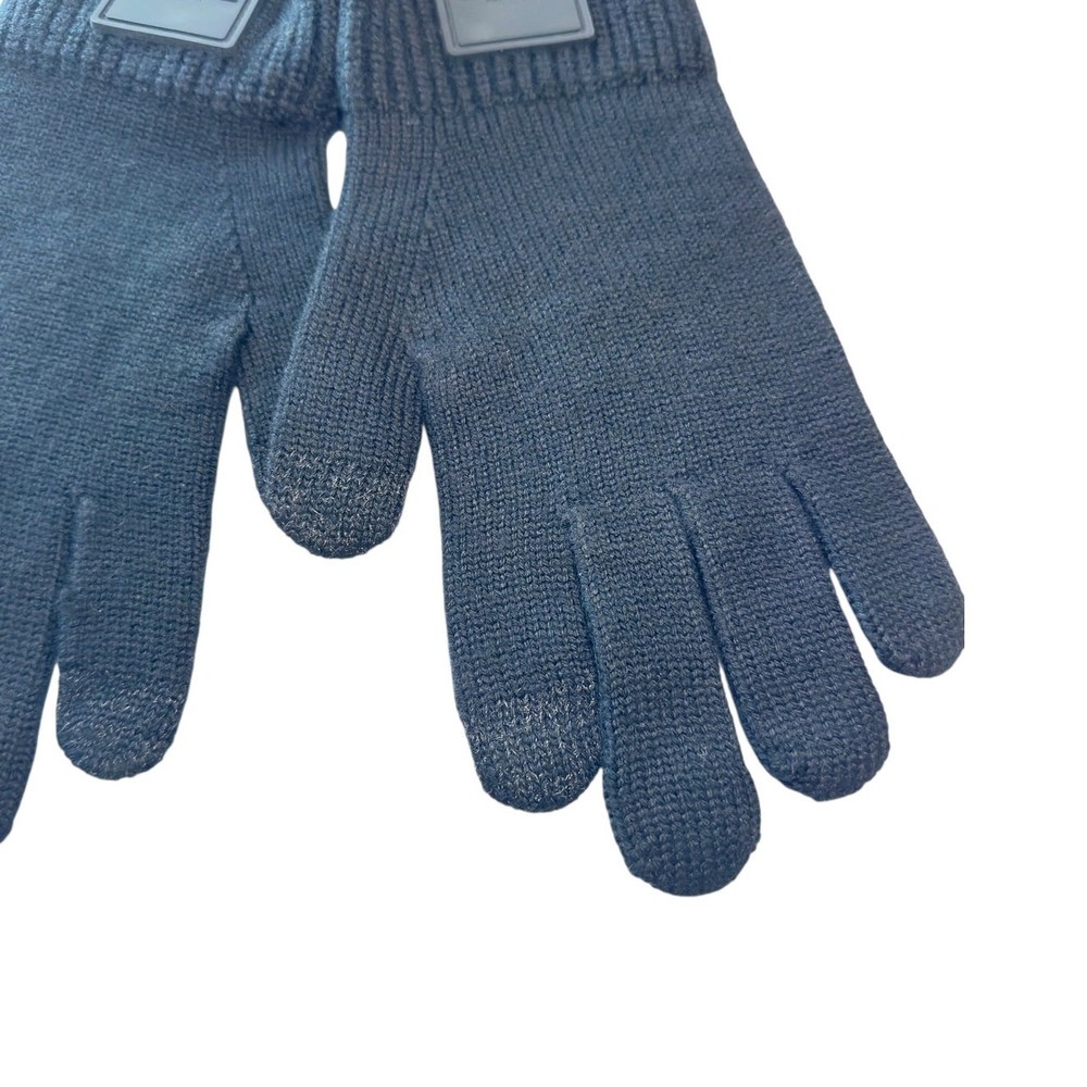 Coach Knit Tech Gloves With Rubber Patch Black S/M