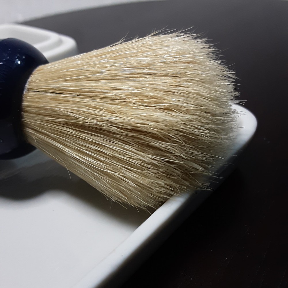 VTG Barber Rectangular Soap Dish/Lid. With Boar Bristtle Shave Brush-Taïwan ROC