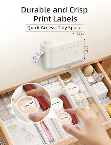 Portable Rechargeable Label Maker - Mini Bluetooth Labeler for Home Office, Wate