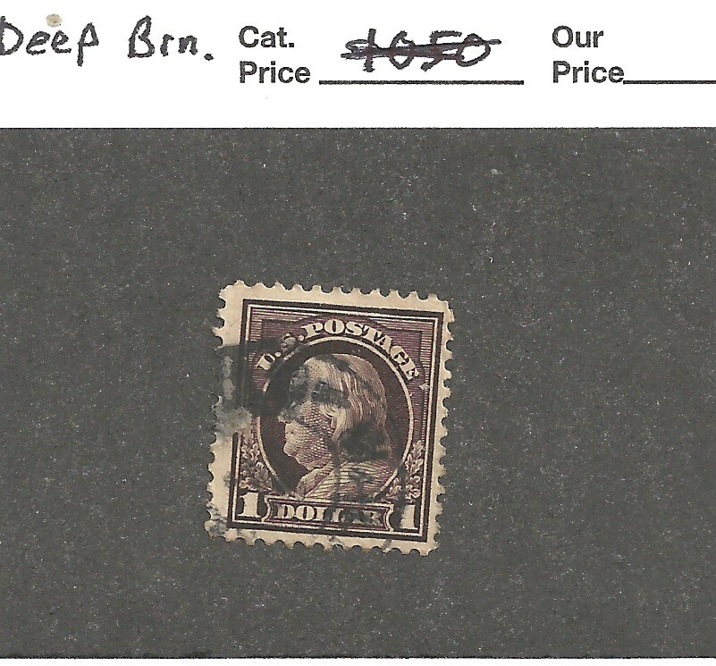US 518, brown violet $1,printed on back side ,1917