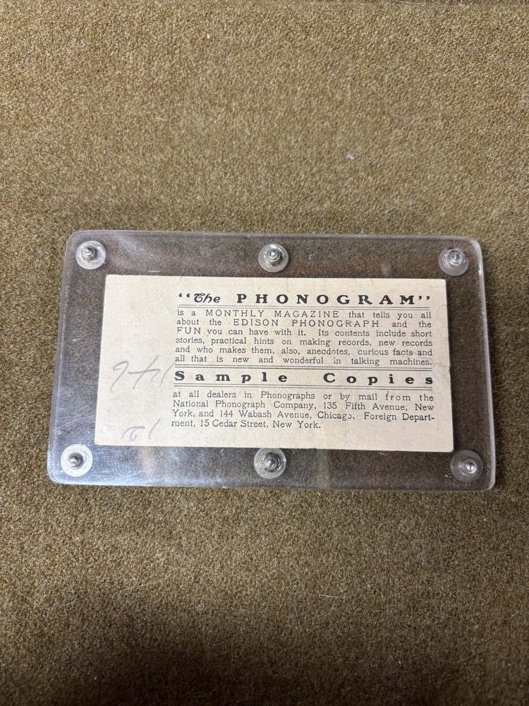 Antique Thomas Edison Phonogram Record Slip