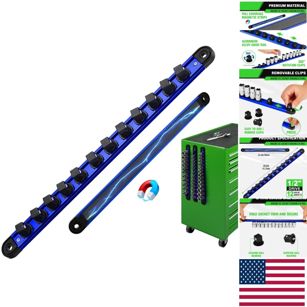 Aluminum 1/2-Inch Socket Organizer Rail - Smart Tool Storage Solution