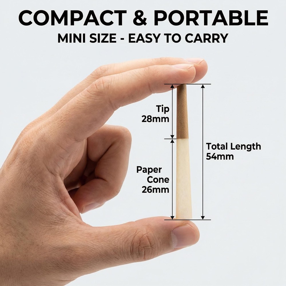 Mini Cones Rolling Papers 54/28mm Size Preroll 100 Rolling Papers Small Singl...