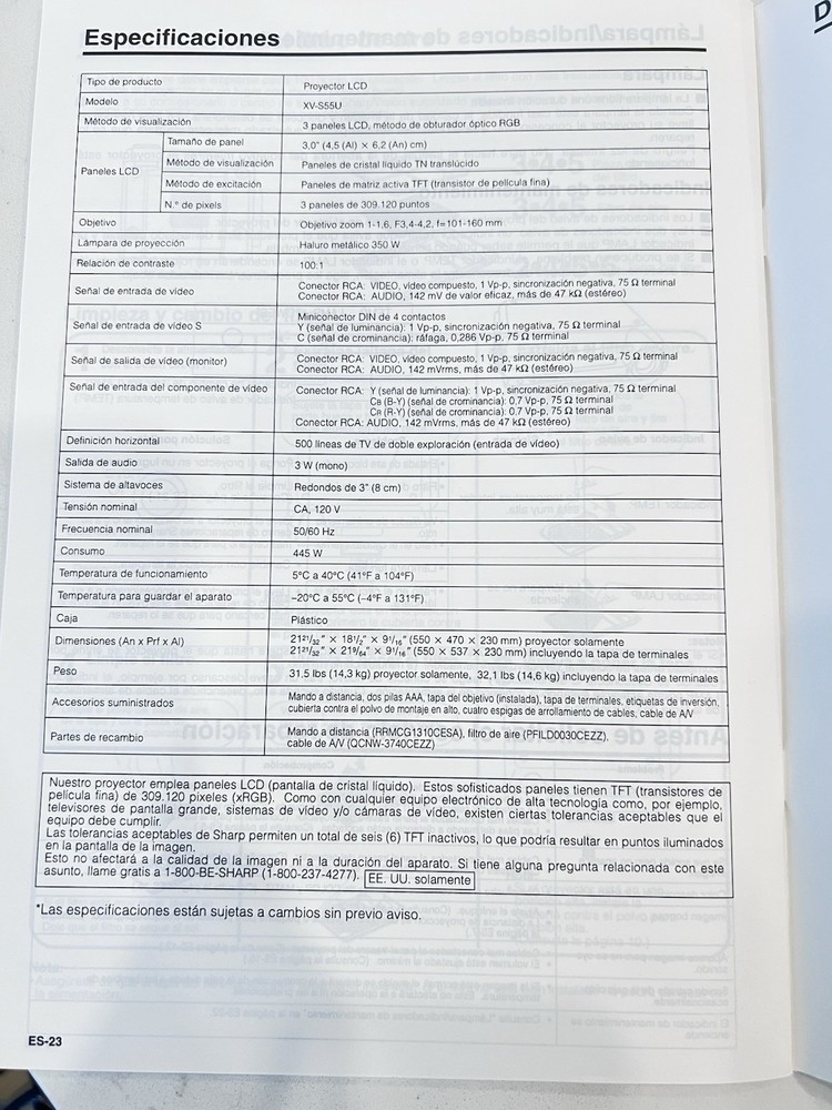 Sharp XV-S55U LCD Projector With Mounting Bracket