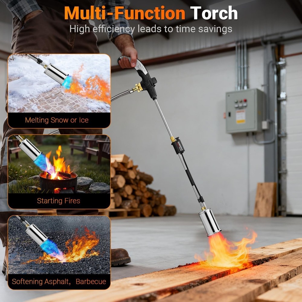 High Output Propane Torch Weed Burner with 10FT Hose & Adjustable Flame Control