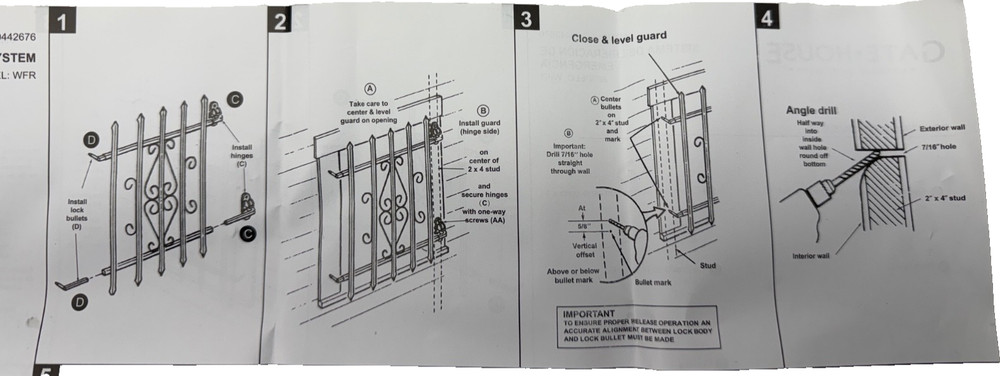 Window Bar Emergency Release Kit Gatehouse 0442676 NEW