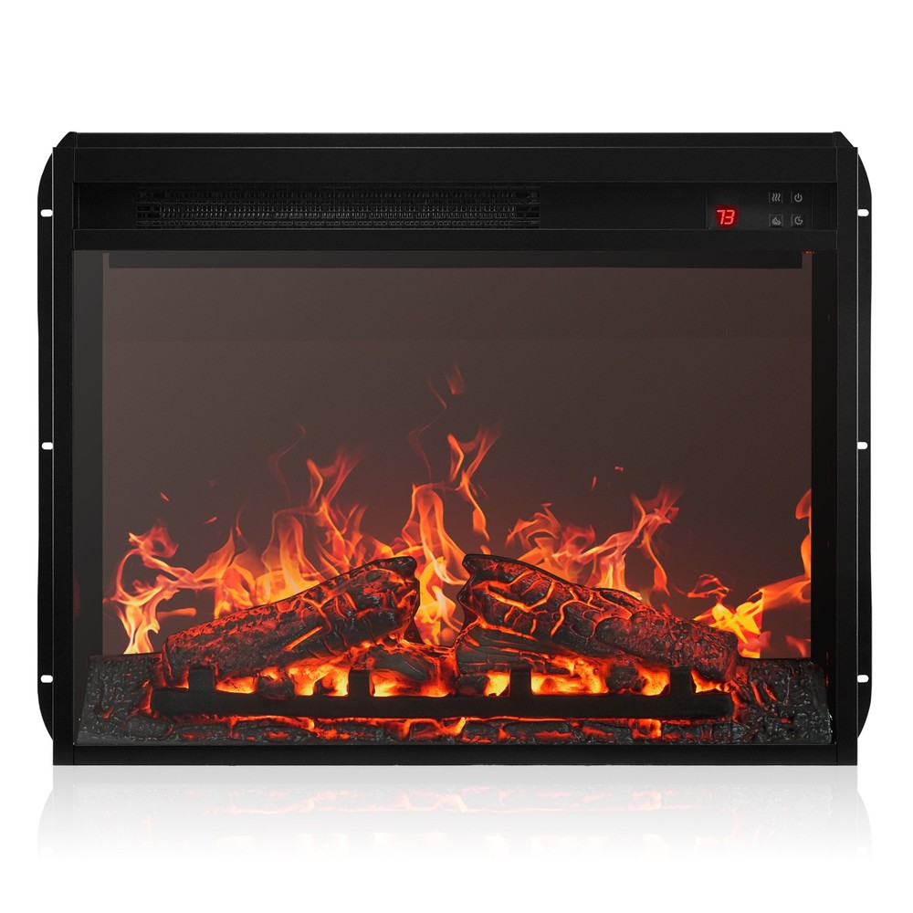 23" Electric Fireplace Insert Indoor Heater w/ Remote Control, Black