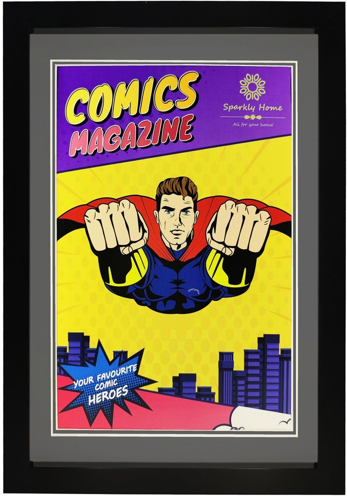 SparklyHome Comic Book Frame with Double Gray 2 Pack Black Mat