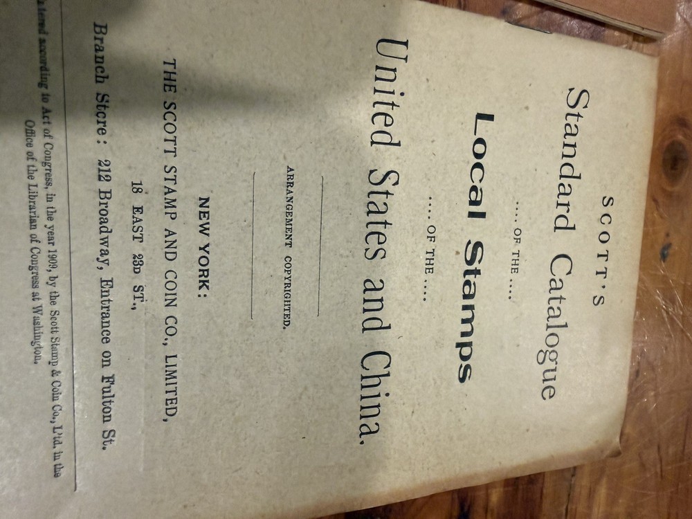 Antique 1909 Scott Stamp Catalogue + Local Stamps + 1900 Coin Price List Lot