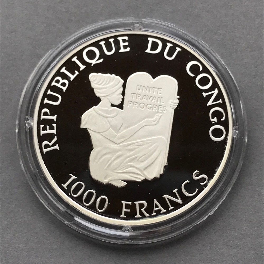 CONGO Silver 1000 Francs 1993 BRACHIOSARUS Proof