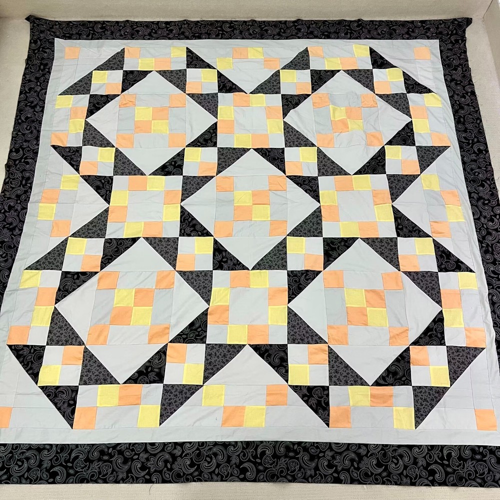 Jacob's Ladder Handmade Machine Pieced Cotton Queen Patchwork quilt top/topper