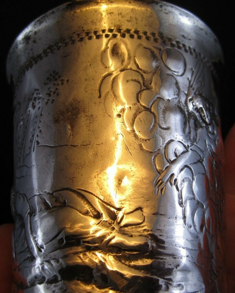 1700's Arnholt Lange Danzig Russian Religious SOLID SILVER CUP ANGELS-MEN-DOVES