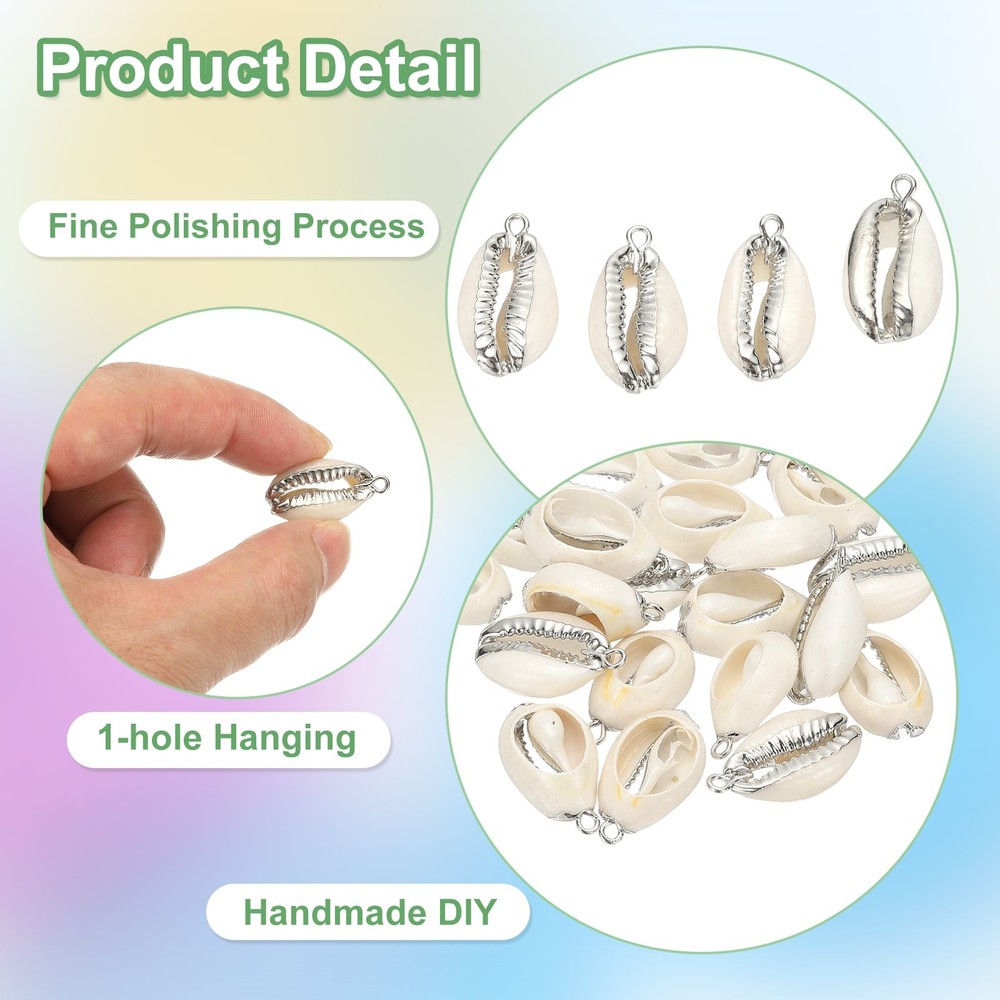 20Pcs Seashell Charm Bulk Natural Shell Pendants Silver