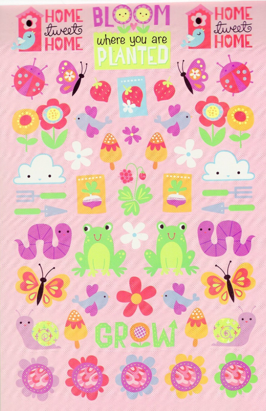 Darice Spring Garden Sticker Book: butterflies, flowers, frogs, birds, snails