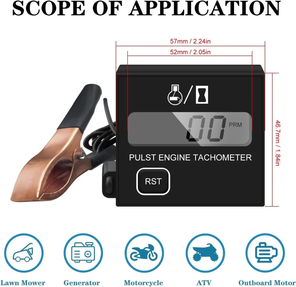 BIBARAJM Small Engine Tachometer Digital Tachometer Small Digital Engine Tachome