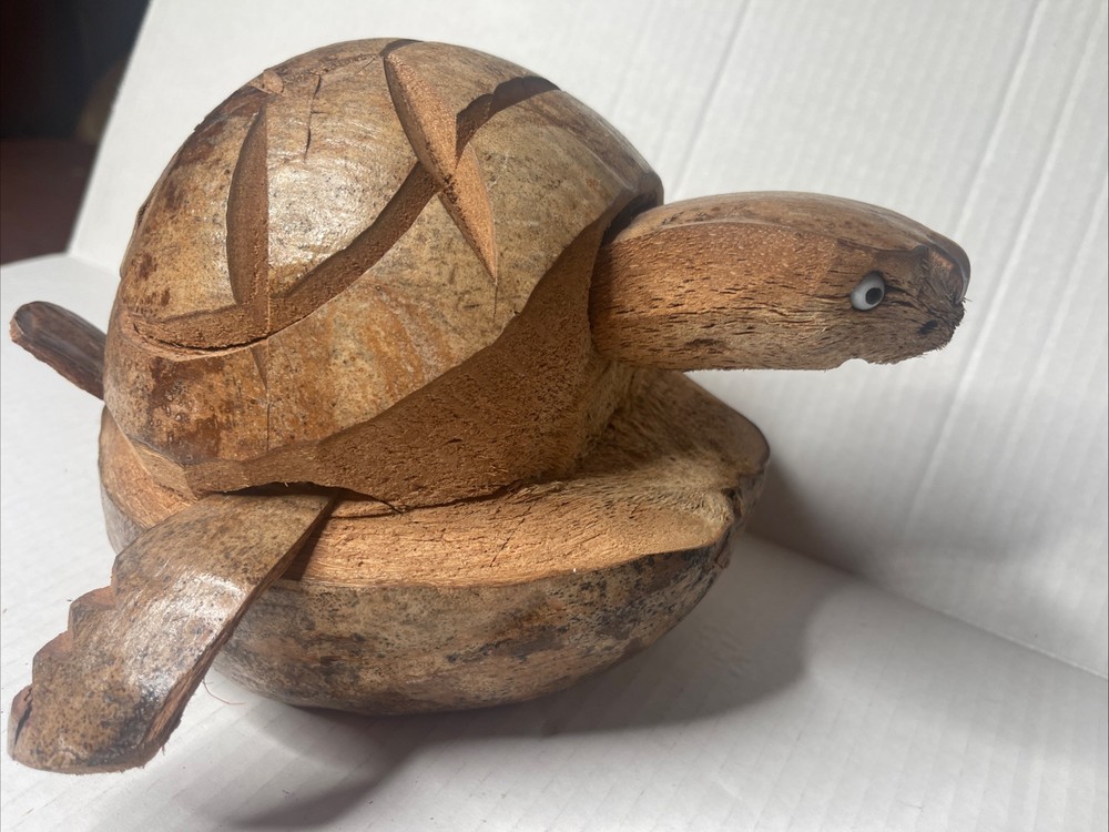 Hand Carved Coconut Turtle W/storage Hidden