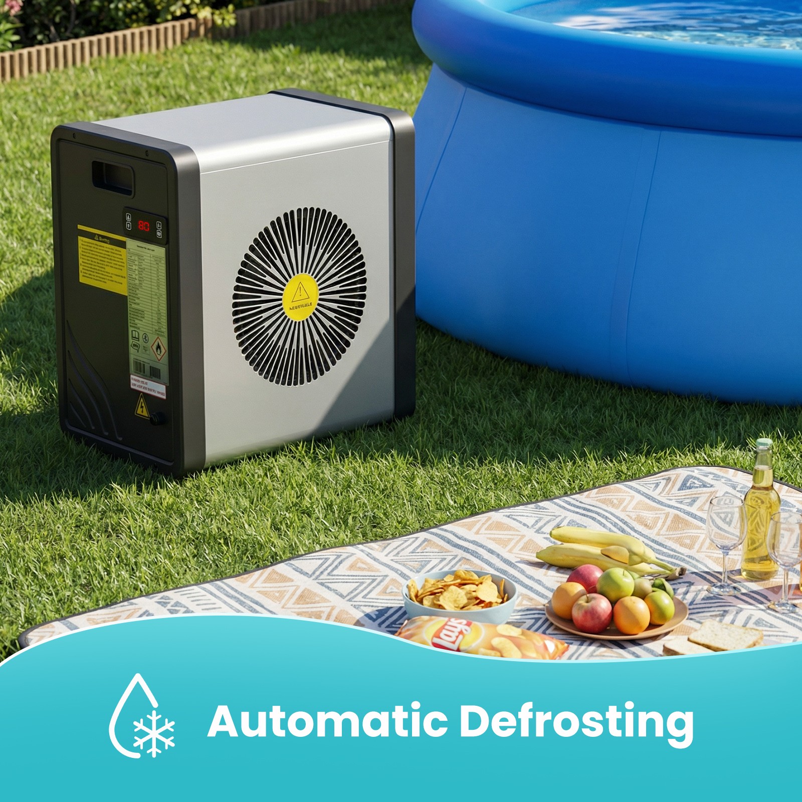 Electric Swimming Pool Heater & Cooler Inverter Heat Pump 17,060 BTU 5,000 Gal